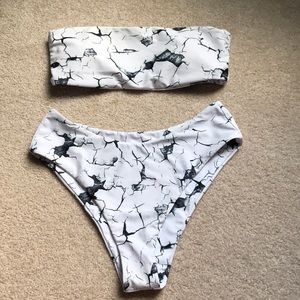 Marble Bandeau Bikini Set